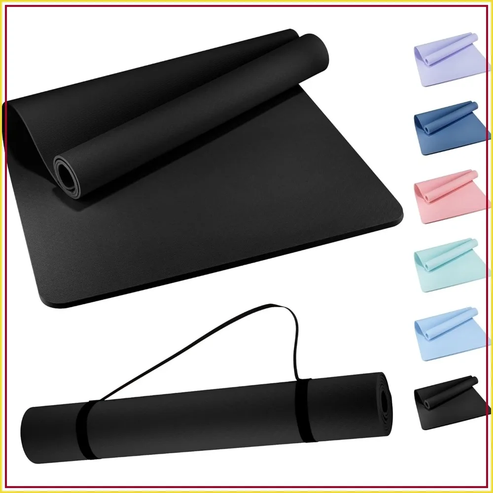 

Extra Wide Yoga Mat 72" x 32", 6mm Non Slip TPE Exercise Mat with Carrying Strap, Large Workout Mat for Yoga, Pilates, Stretching, HIIT & Home Gym