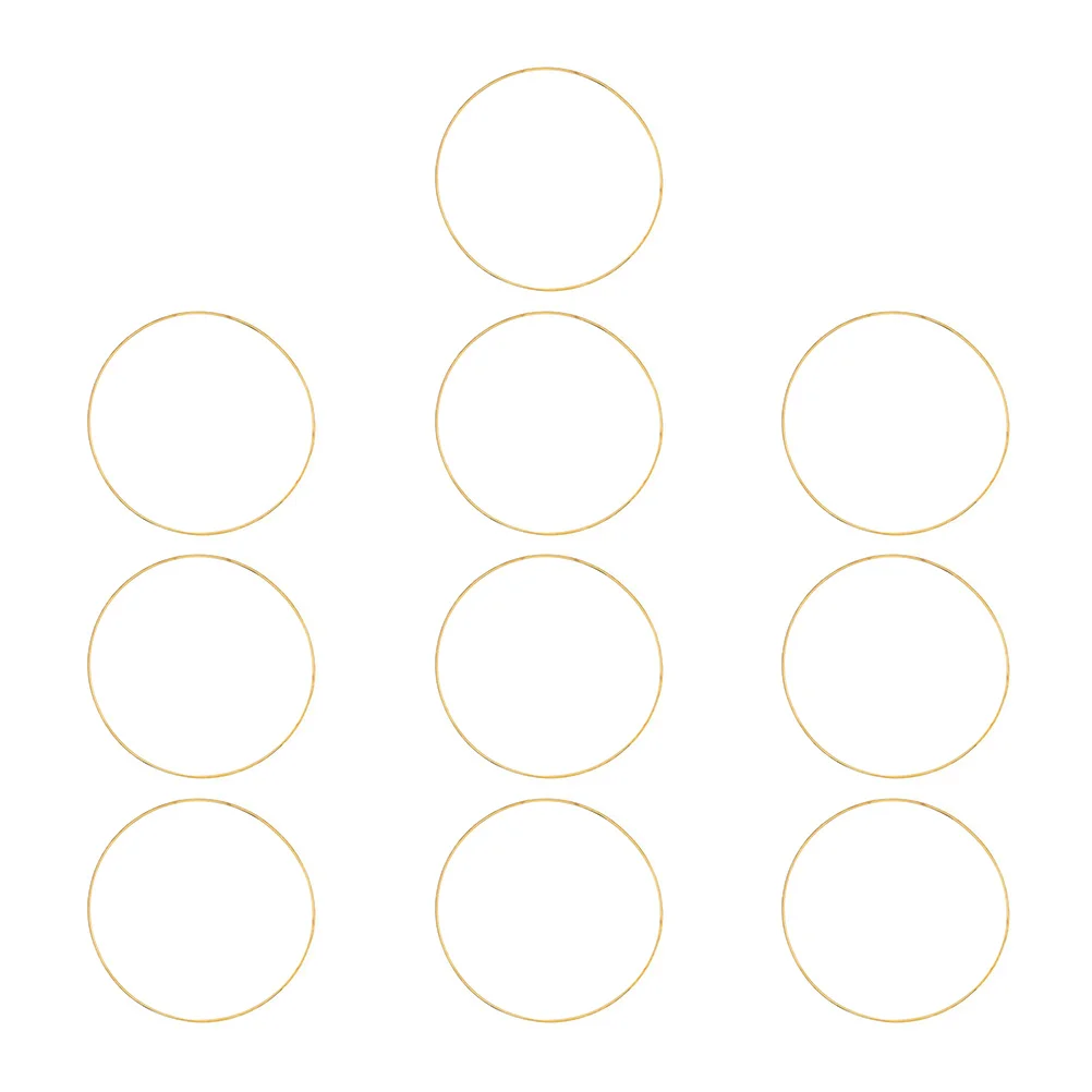 10 Pcs Dream Catcher Hoop Tinsel Garland Craft Rings Wreath Golden Metal Hoops Tassel