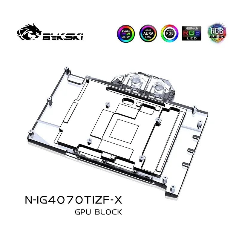 Bykski-bloque de agua para GeForce RTX 4070 Ti Battle AX, tarjeta GPU/radiador de refrigeración de cobre, RGB AURA/ N-IG4070TIZF-X