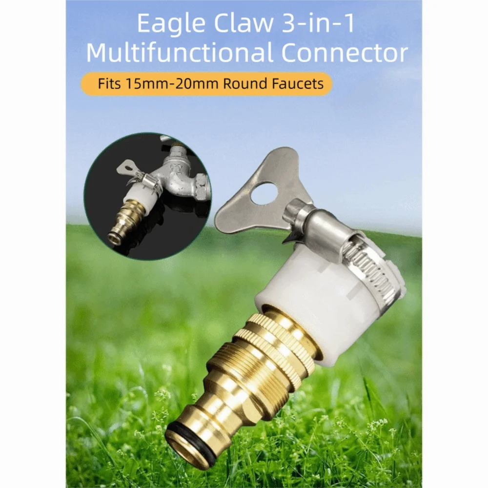 

3Pcs Adjustable 15mm To 20mm Universal Faucet Adapter Nipple-type 3-in-1 Hose Adapter Brass Fittings Leakproof Faucet Connector