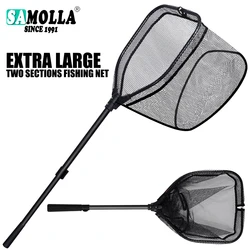 Large Size Aluminum Alloy Fishing Net Rubber Coated Landing Net Telescoping Foldable Landing Net For Sea Carp Fishing Tackle