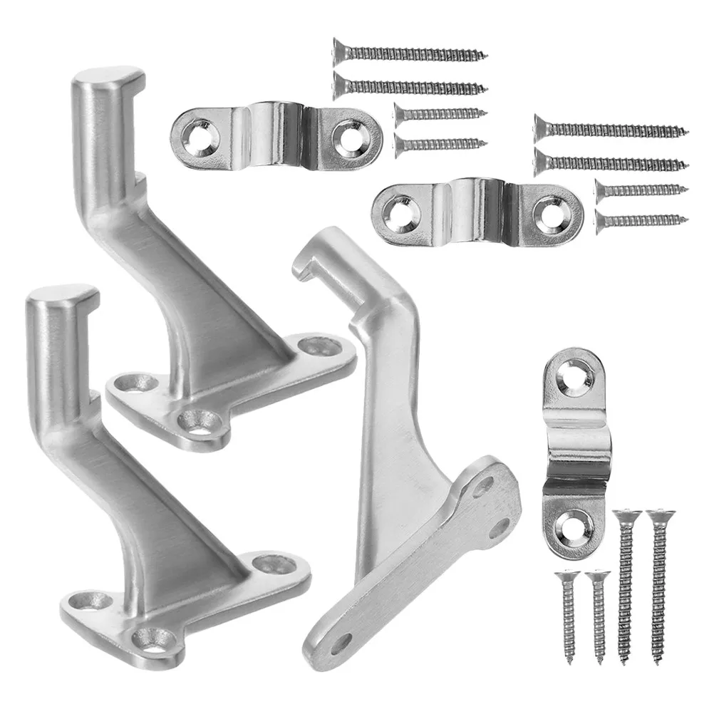 Sleek Minimalist Handrail Brackets Stainless Steel Stair Handrail Bracket Set for Indoor Stairs Easy Install DIY Supply