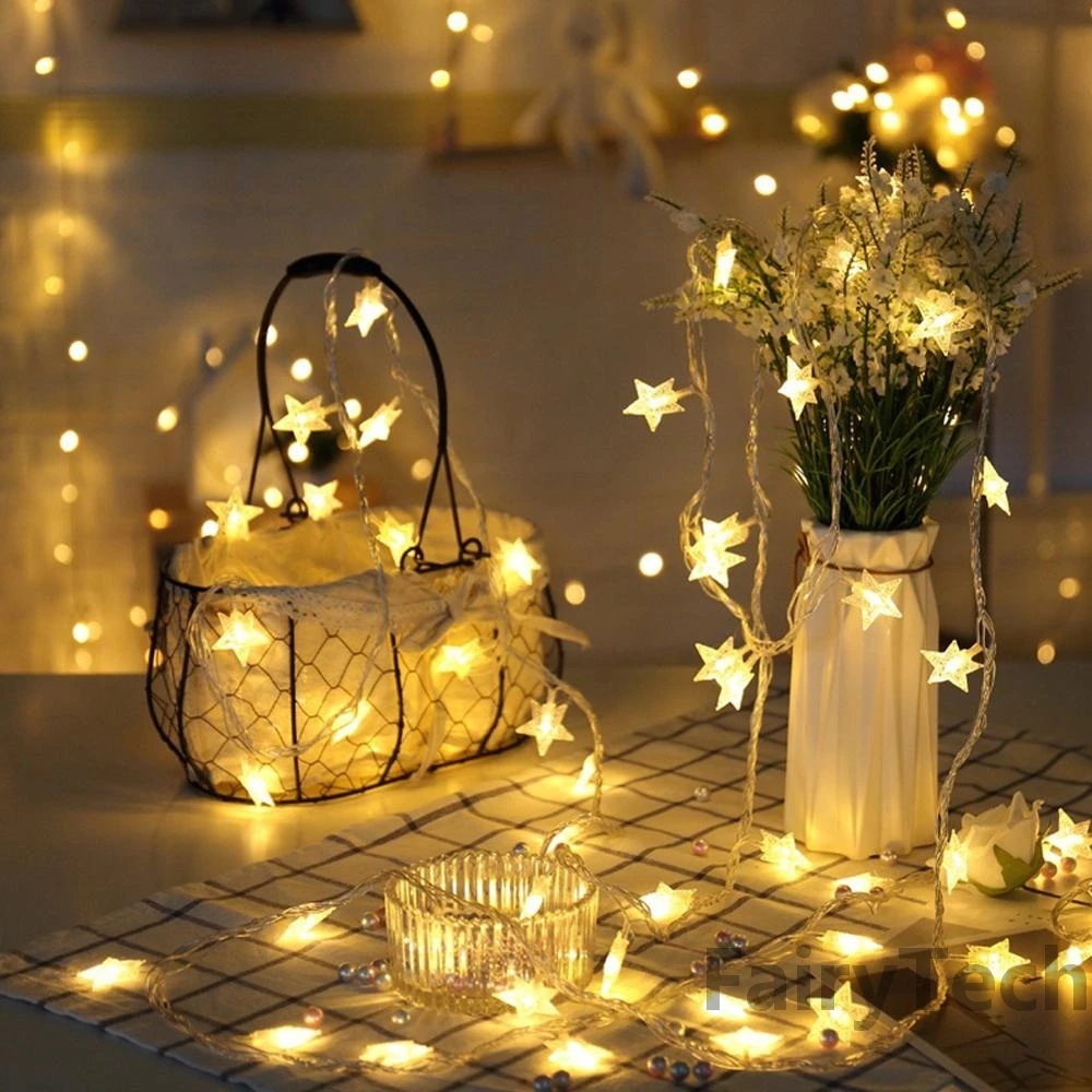 Led estrela luz corda cintilação guirlandas alimentado por usb lâmpada de natal festa de férias casamento decorativo luzes de fadas navidad