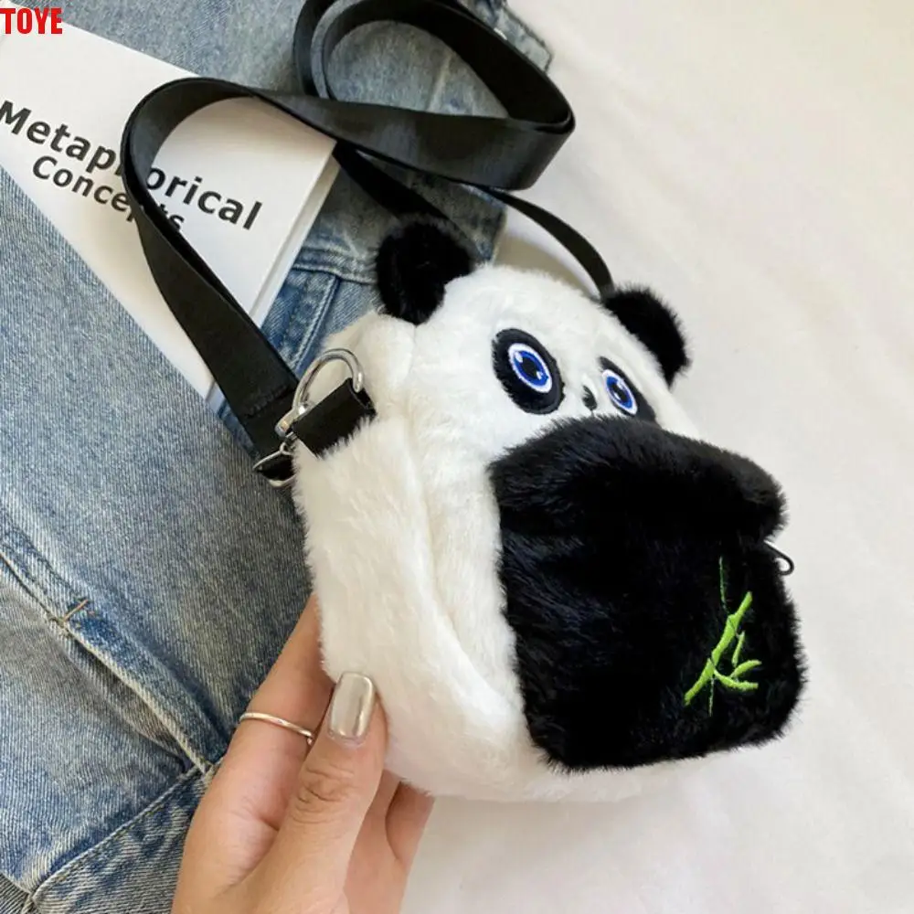 Kawaii Cartoon Panda Plush Crossbody Bag Animals Phone Bag Panda Shoulder Bag Wallet Adjustable Strap Panda Backpack Lady