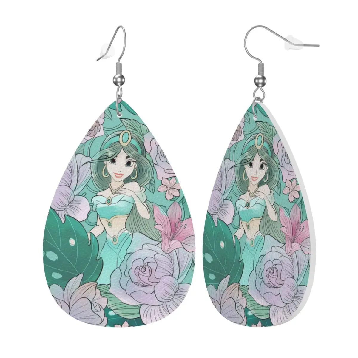 Custom Cute Cartoon Aladdin PVC Leather Earrings Dangle Earrings Jewelry For Women For Wife Mother Gift