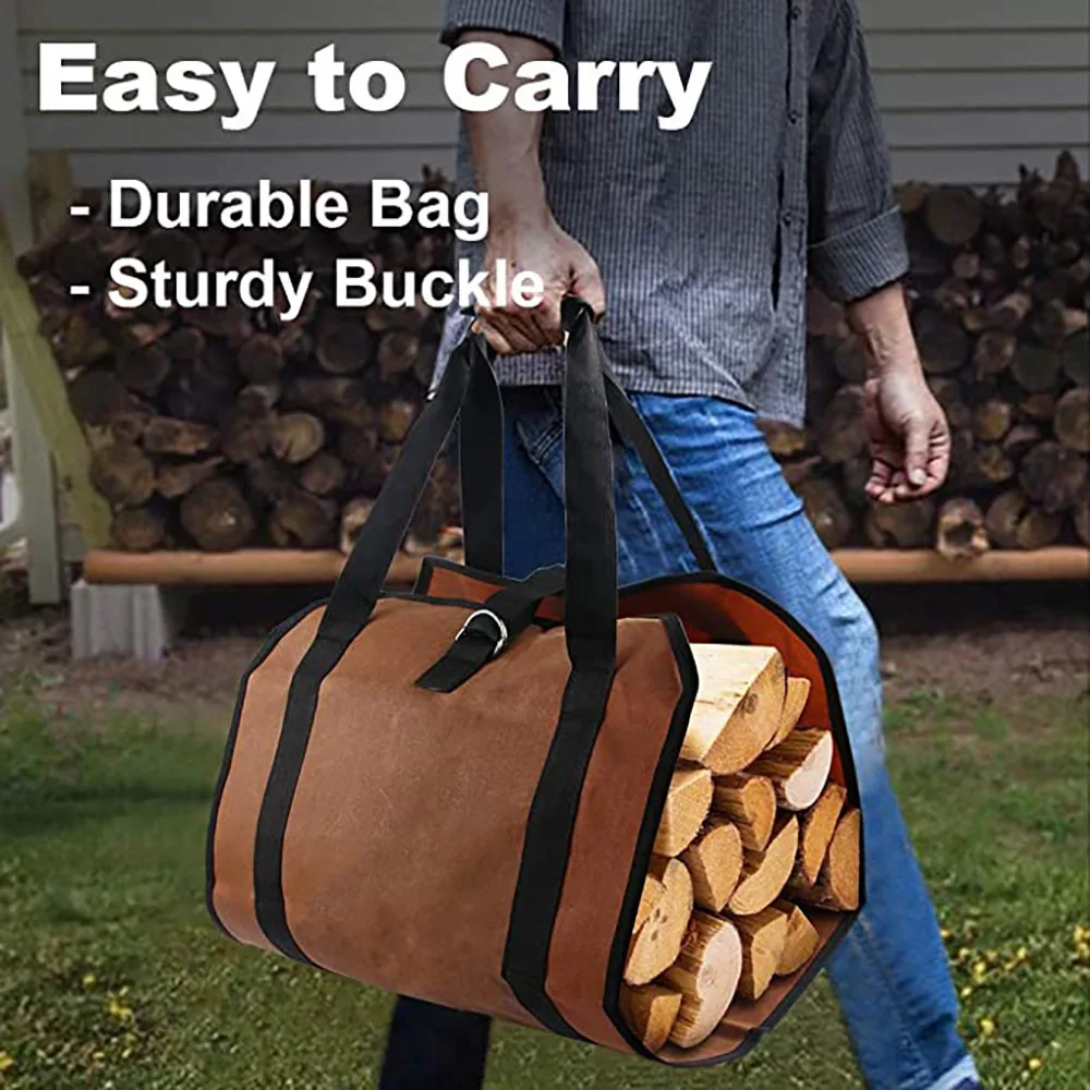 1/2PCs Outdoor Portable Durable Firewood Storage Bag Sturdy Buckle Easy to Carry