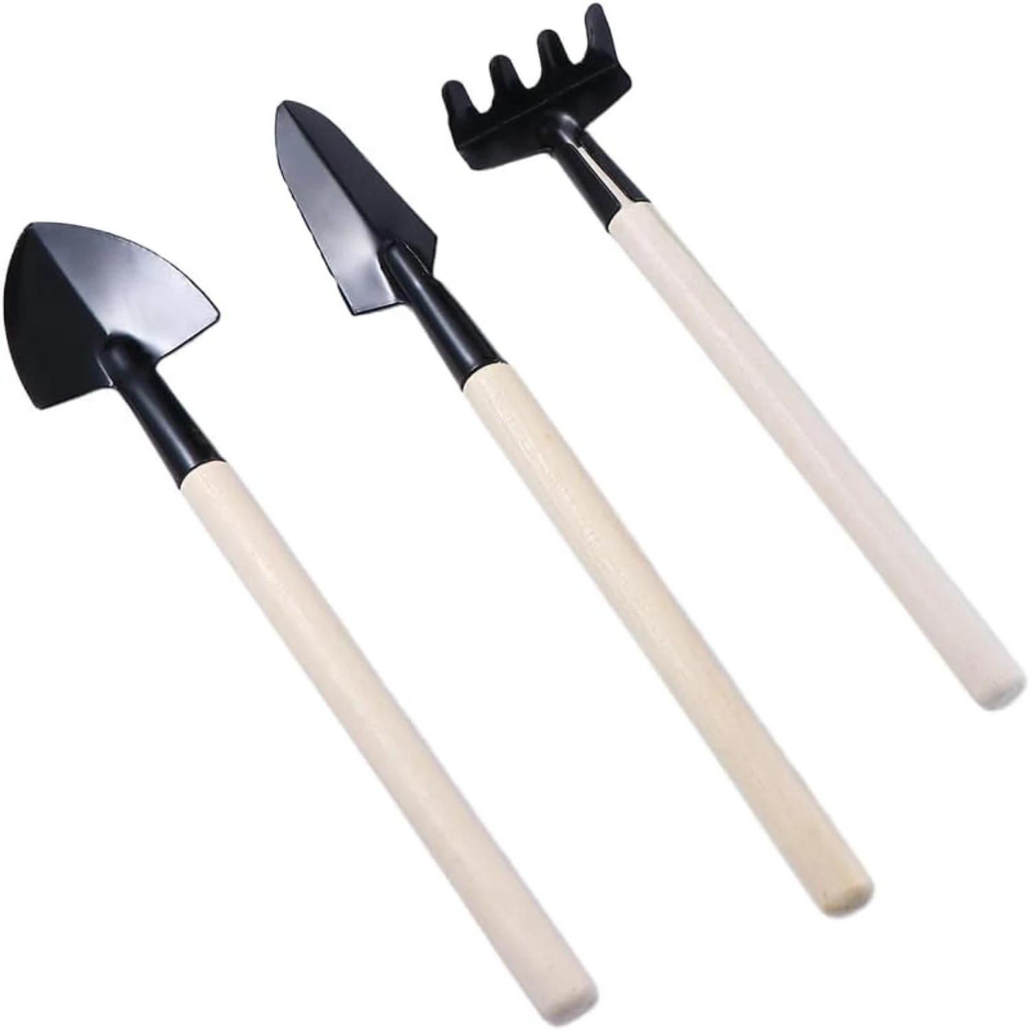 

Shovel Portable Iron Garden Shovel Digging Weeding Household Wooden Handle Gardening Tools Multifunctional Small Rake(B)
