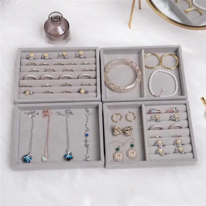 

Fashion Drawer Velvet Jewelry Organizer Tray Ring Bracelet Box Holder Jewlery Storage Earring Gift Holder Jewelry Display Case