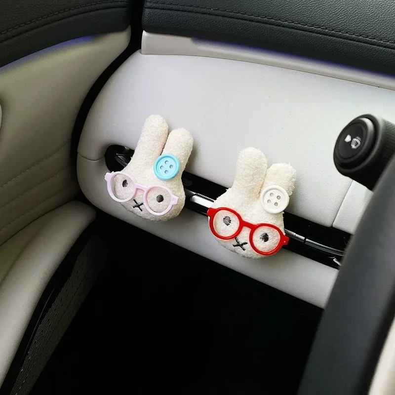 Cute Rabbit with Glasses Car Air Vent Fragrance Clip Aromatherapy Diffuser Auto Air Freshener AC Vent Ornament Interior Decorati view 2