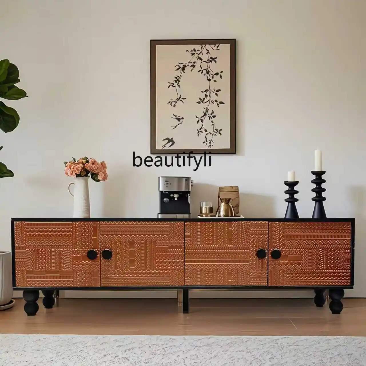 New French Retro Solid Wood Cabinet Five-Drawer Dressing Table TV Sideboard Storage