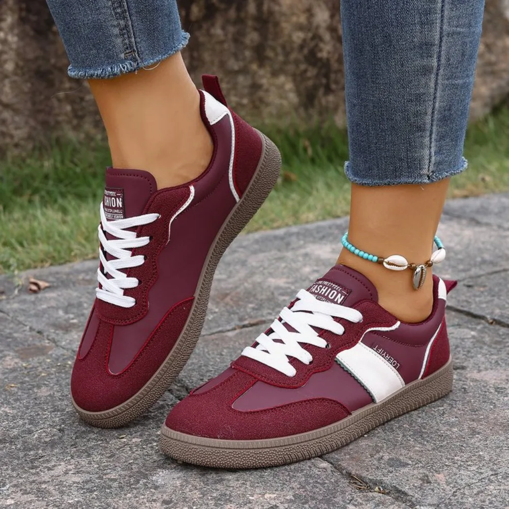 

Women Casual Lace-up Sneakers Flat Bottom Breathable Leather Lightweight Walking Shoes for Daily Outdoor Fashion Women Footwear