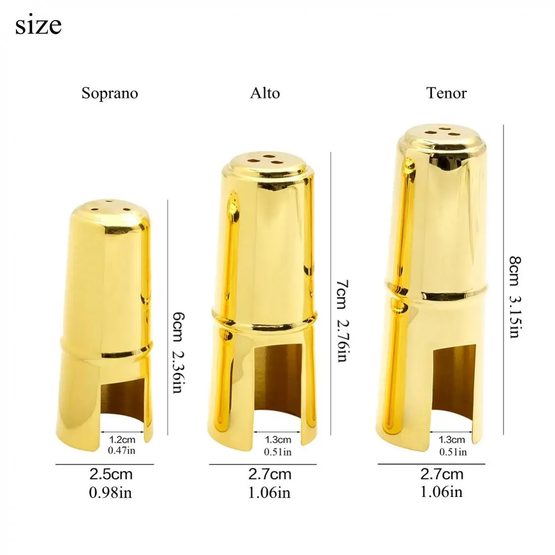 Alto / Soprano / Tenor Saxophone Mouthpiece Cap Brass Gold Plated Protective Cap for Metal Sax Mouthpiece