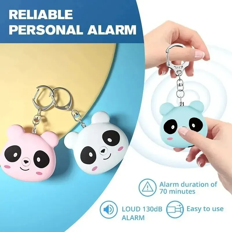 Personal Safety Alarm Guard Cute Panda Student Backpack Keychain Pendant SOS Distress Device With 130dB Self Defense Alarm