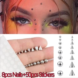 Fake Lip Nose Rings Nails Non Piercing Simple Eyebrow Earring Stud Sets Cone Ball Dermal Anchor Top Stickers Ring Body Jewelry