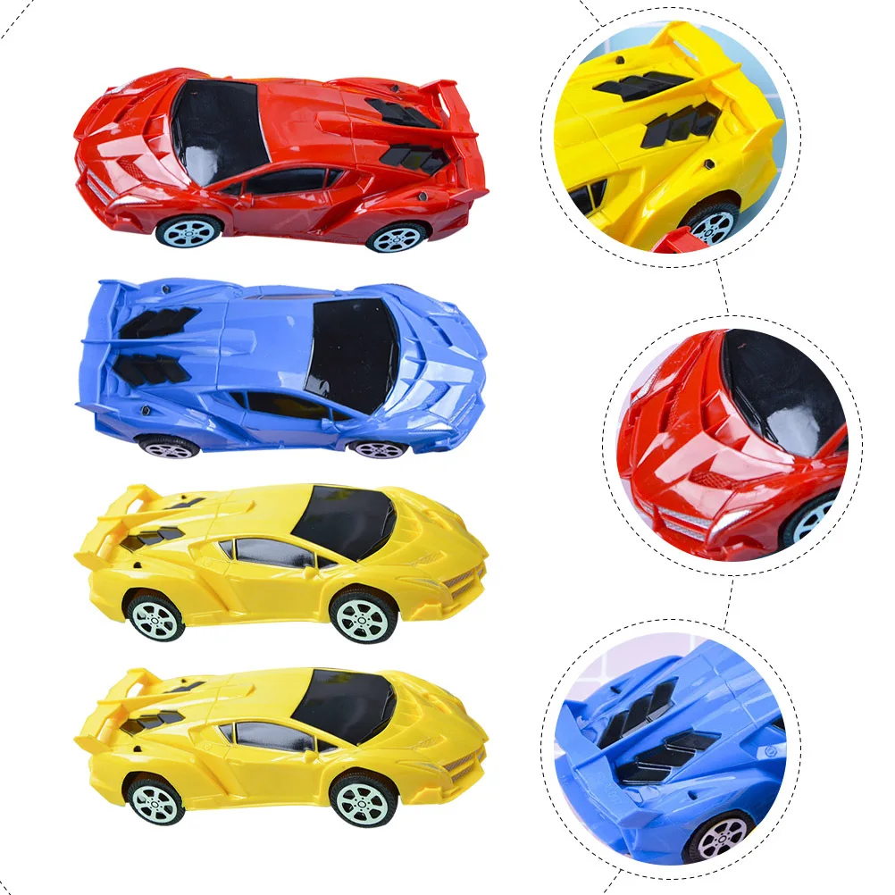 Petits voitures à inertie, 4 pièces, véhicules à traction alimentés par Friction, dessin animé, voiture à pousser pour bébé, cadeaux d'anniversaire pour tout-petits