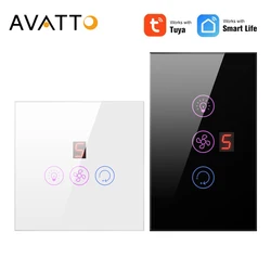 AVATTO EU/US Tuya Smart WIFI Fan Light Switch,Ceiling Fan Lamp Switch Remote Various Speed Control Work with Alexa Google Home