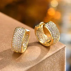 Dainty Bling CZ Stone Hoop Earrings for Women Girls Lady, Shiny AAA Cubic Zirconia Huggies Ear Jewelry