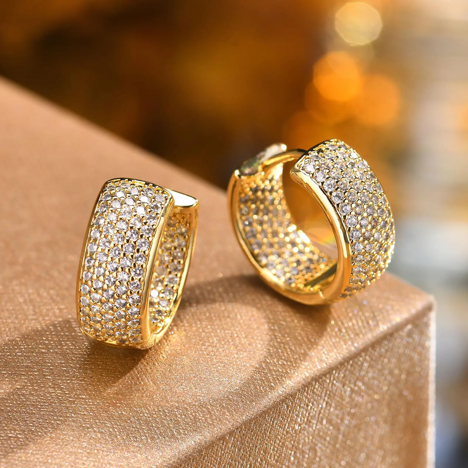 Dainty Bling CZ Stone Hoop Earrings for Women Girls Lady, Shiny AAA Cubic Zirconia Huggies Ear Jewelry