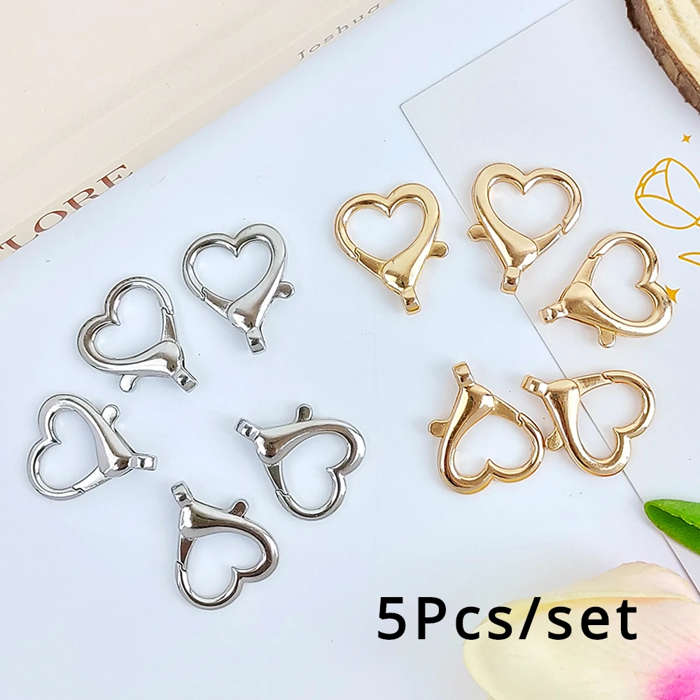 

5pcs/Pack Heart Shape Lobster Clasp Hook Clip Buckle Spring Snap For Necklace Bracelet Keyring Connector DIY Jewlery Accessories