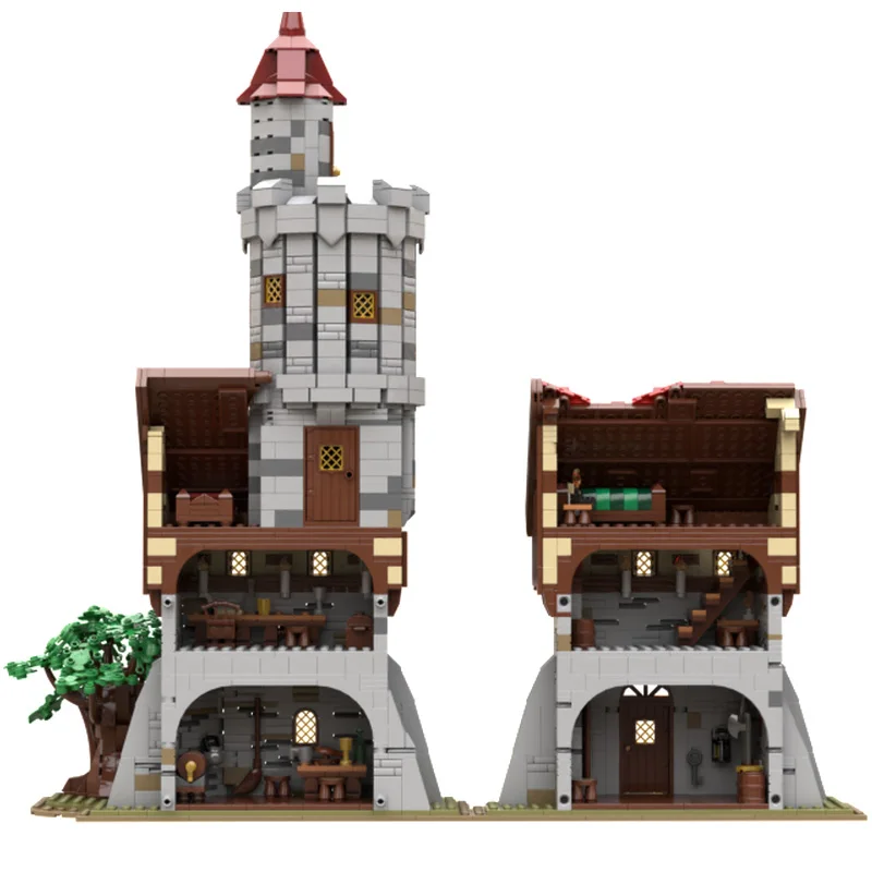 2890개 중세 요새 모델 모크 빌딩 블록 럭셔리 타워 모듈형 DIY 세트 조립 블록 장난감 크리스마스 선물 어린이용