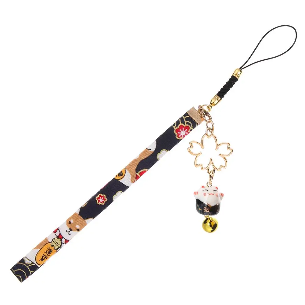 

Rope Pendant Phone Strap Lanyard Phone Strap Lanyard Anti-lost Lanyard Lucky Cat Bell Sakura Phone Lanyard Keychain Wrist Rope