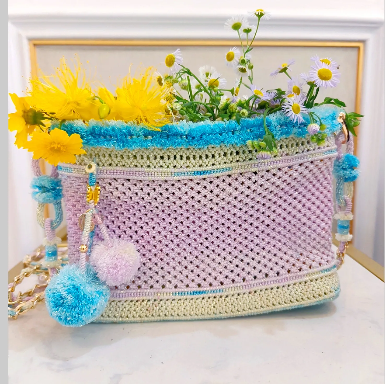 1.0/1.2mm Starry Sky Segment Dyeing Hand Rubbing Cotton Shining Tassel Thread Handmade Braided Rope Beads Spring and Summer Bags