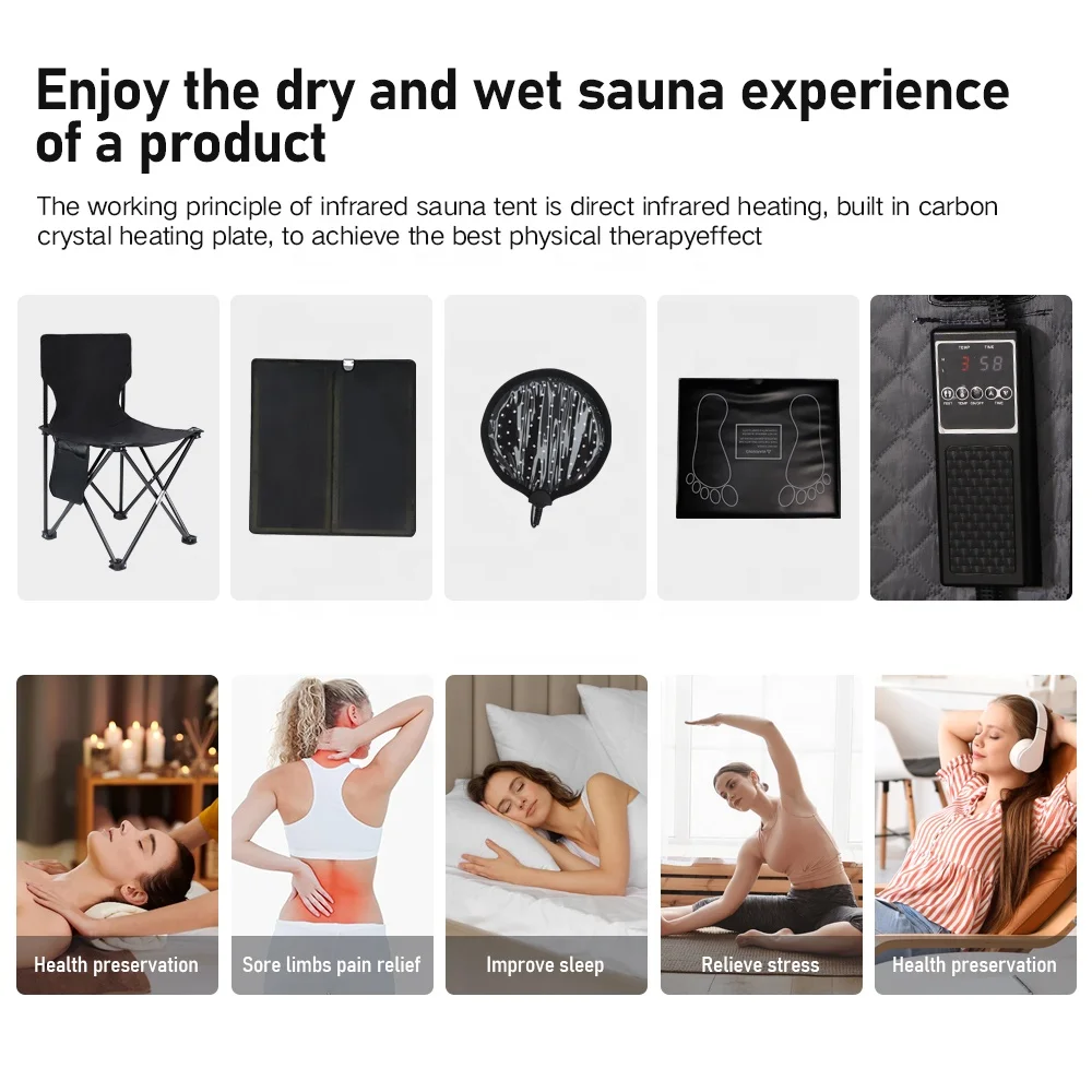 Custom Sauna Infrared Carbon Heater Panel Dry Steam Sauna Tent 9 Gear Temp Control Portable Infrared Sauna Box