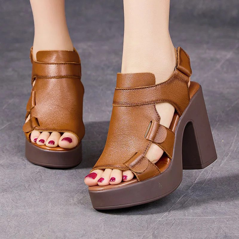XMWRLW 2026 Summer Women’s High Heels Sandals Platform Shoes Genuine Leather Summer Sandals For Women Shoes Ladies Sandal view 5