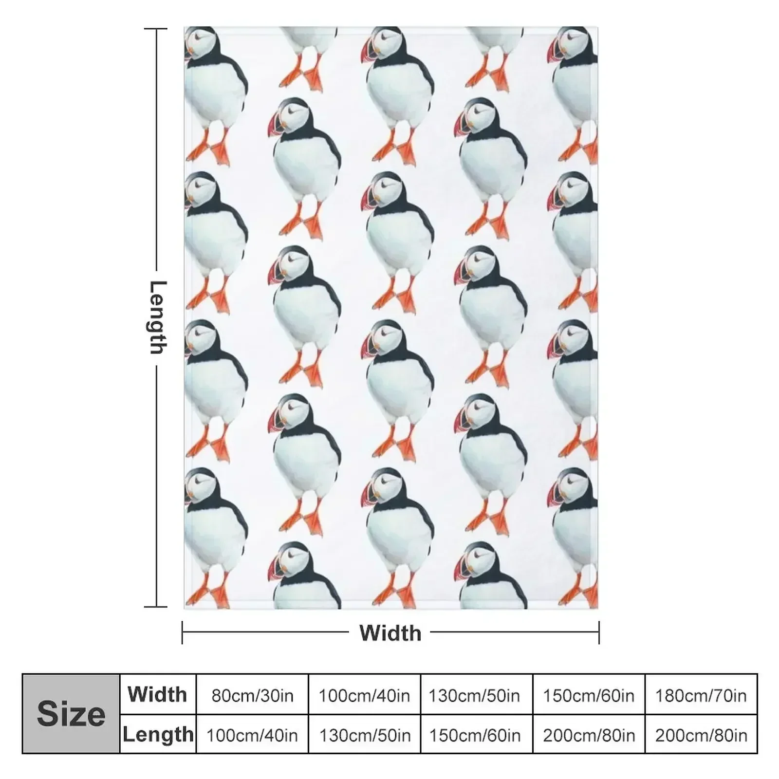 Puffin watercolor Throw Blanket Flannel Fabric Travel Multi-Purpose Vintage christmas decoration Plush Blankets