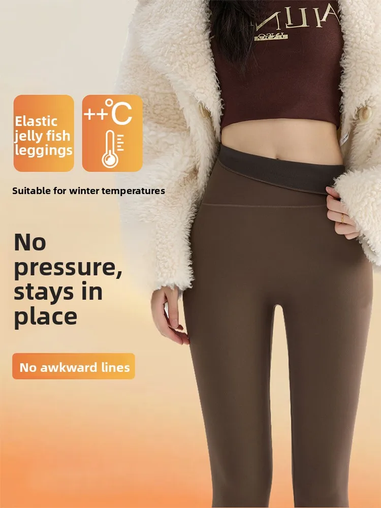 

Women's Thiened Fce Lined Yoga Pants High Waist Long Trousers Small Footed Outerwear Winter Warm No Line Embarrassment