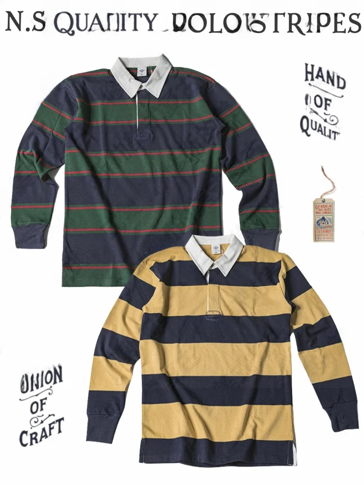 Ivy League School s Color Matching Nonstock Ivy Polo Rugby Shirt American Retro Stripes Long Sleeves