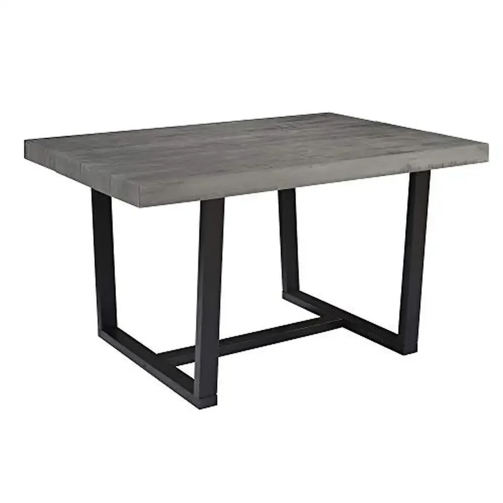 Solid Wood Dining Table Distressed Grey Finish Seats 5 Comfortably 52 Inch Rectangular Table