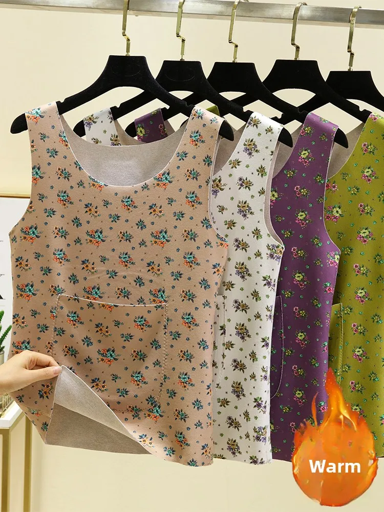 

Жилет Thiened Fce с цветочным принтом, женский теплый топ с капюшоном, круглый, простая домашняя одежда, внутренняя одежда, липень оленя