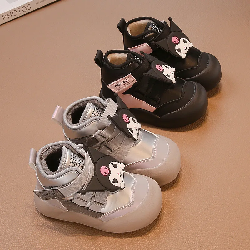 

Лидер продаж Sanrio Girl Kuromi Kawaii, модная зимняя теплая повседневная обувь на флисовой подкладке, студенческая детская хлопковая обувь с героями мультфильмов, новый стиль