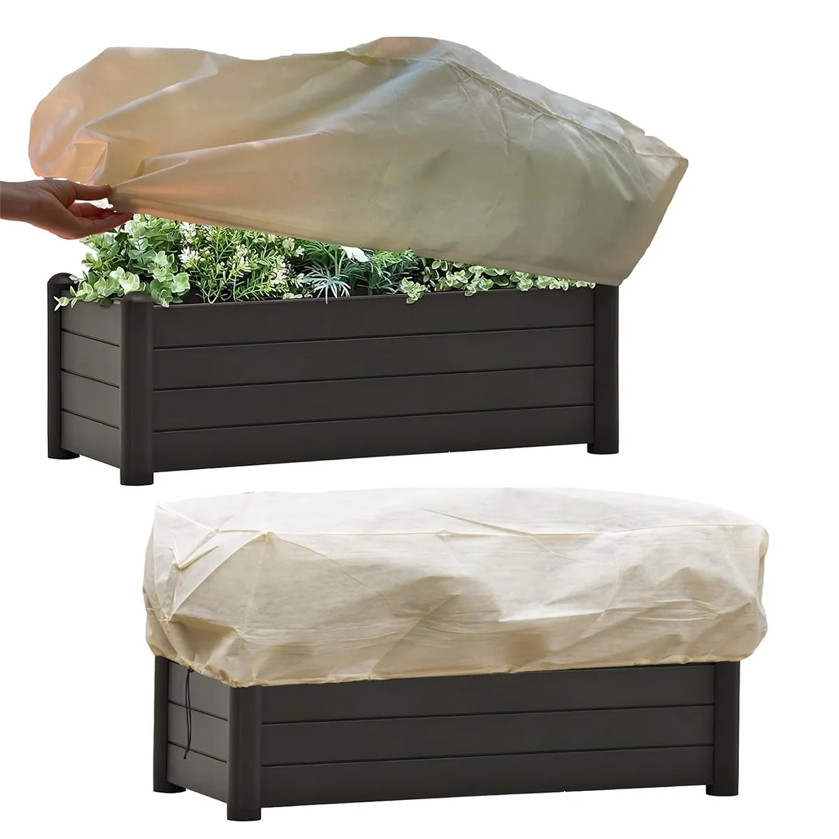 Rectangular Planter Box Protector Protects Plants in Balcony, Windowsill and Patio Planter Boxes From Frost, Wind 2Pcs