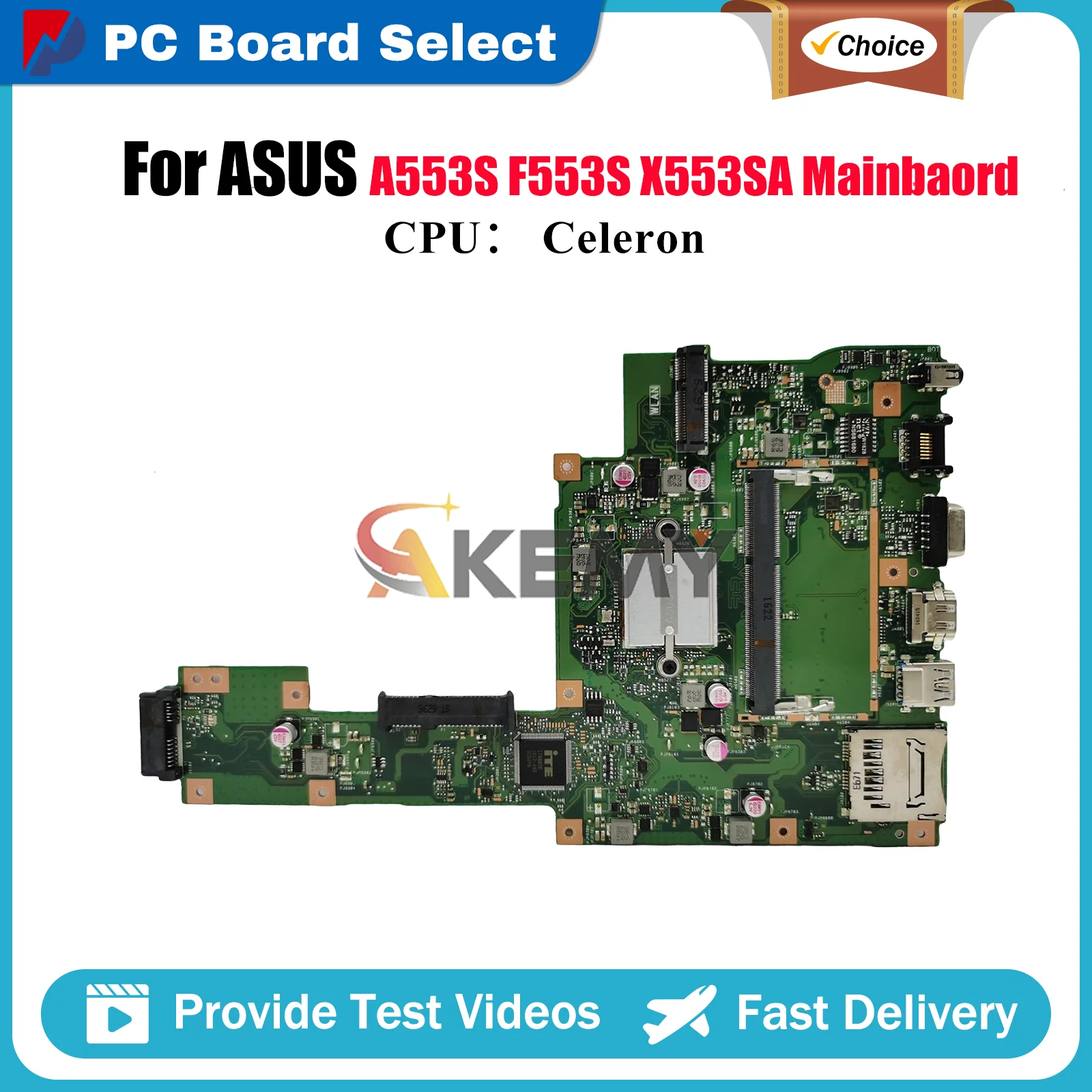 

X553SA Laptop Motherboard For ASUS VivoBook X553SA X553S A553S F553S Notebook Mainboard With Celeron CPU 100% tests OK fast ship