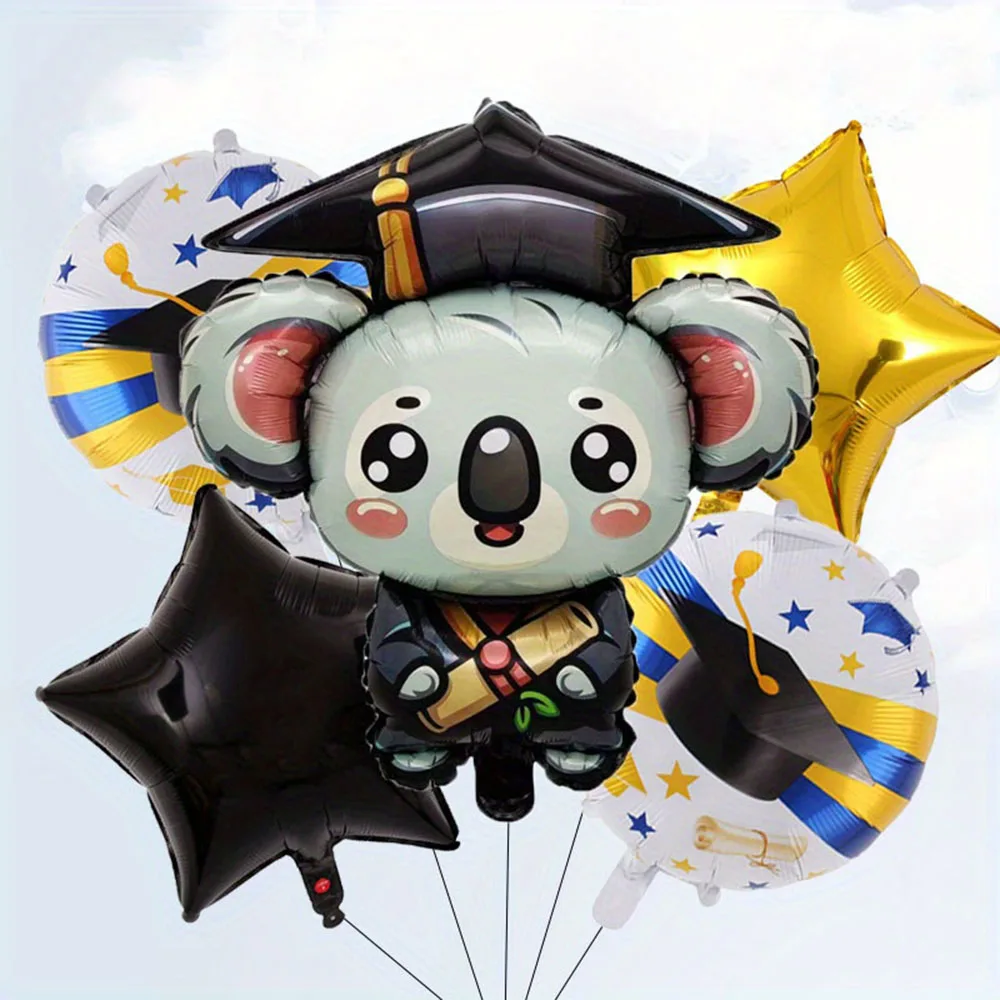 5 Stück Abschlussfeier-Eulen-Koalabär-Luftballons, Foto-Requisiten, Abschlussfeier-Ballon, perfekt für Schulveranstaltungen und Campus-Dekor-Geschenke