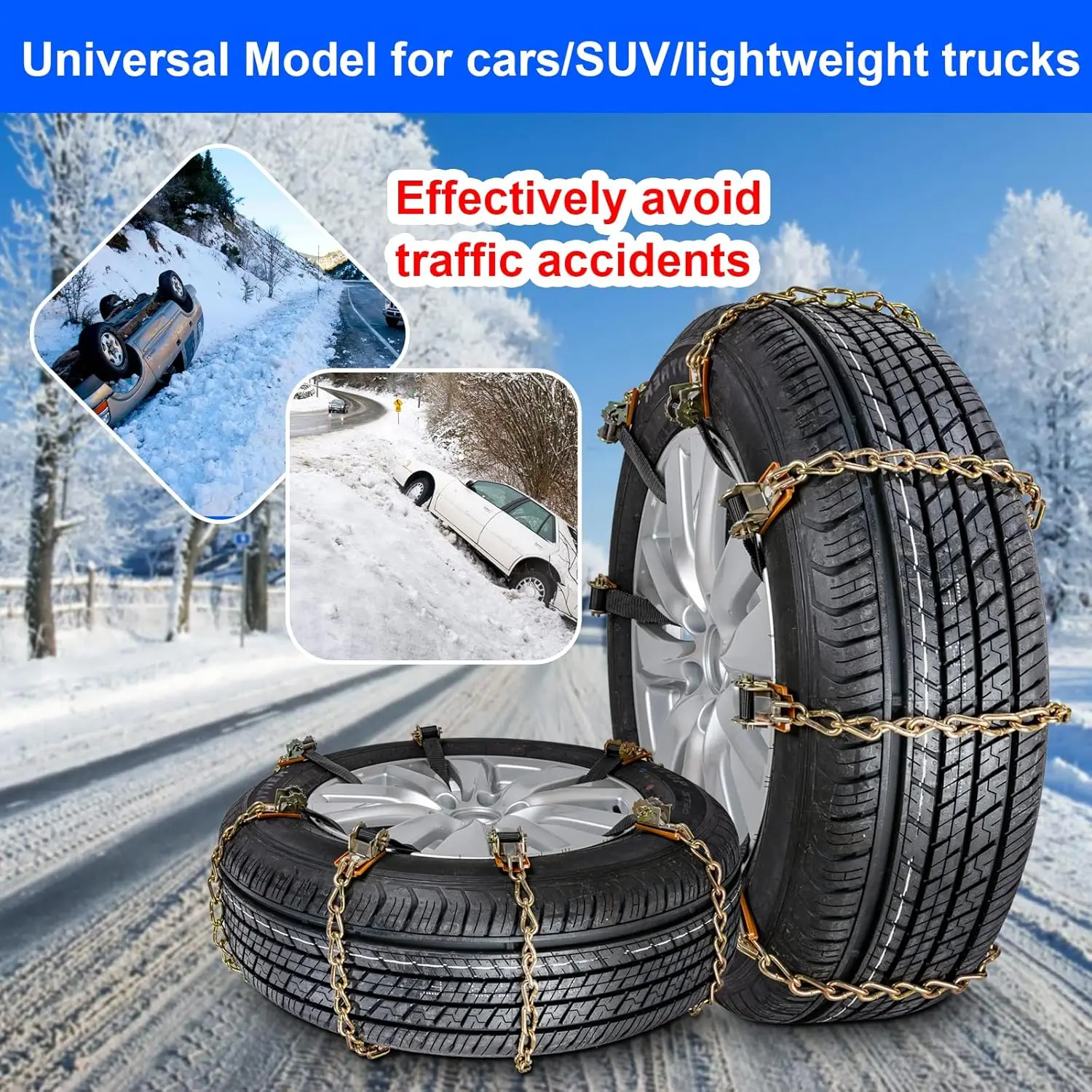 Car tires Anti-Slip belt Snow Safety Car necklaces Fit Universal Snow Chainers For Car 8Pcs Ninonly Snow Chakins