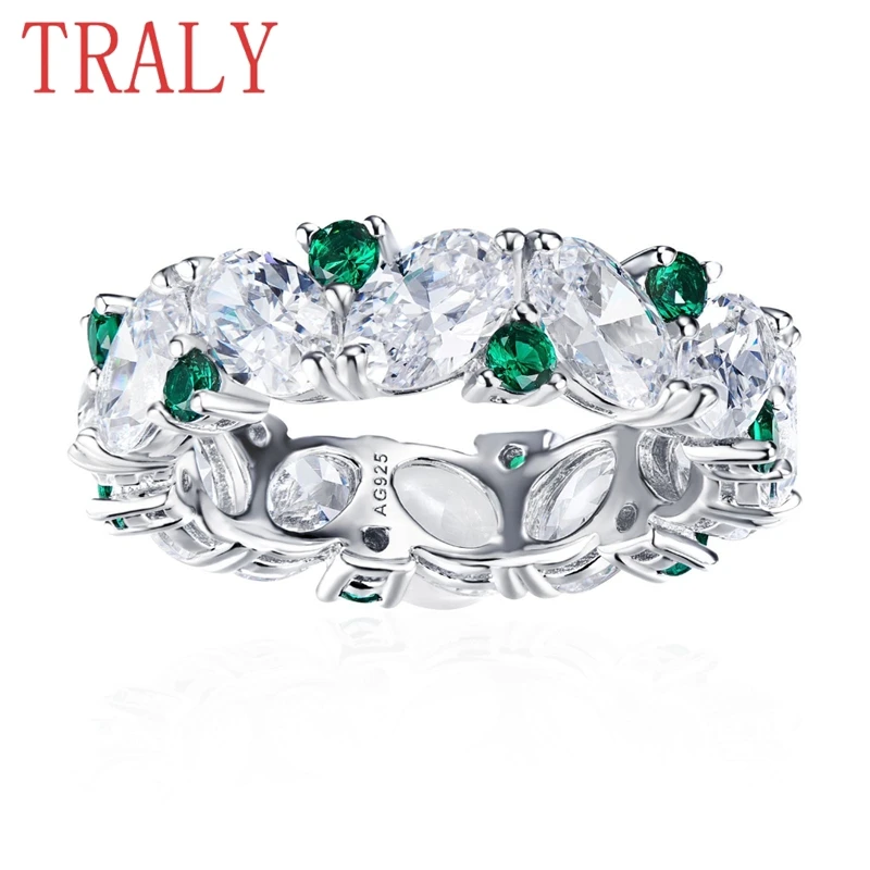 

925 Sterling Silver Emerald Rows Women's Ring Inlay Marquise Cut Colorful Gemstone Wedding Bands High Quality Jewelry Party Gift