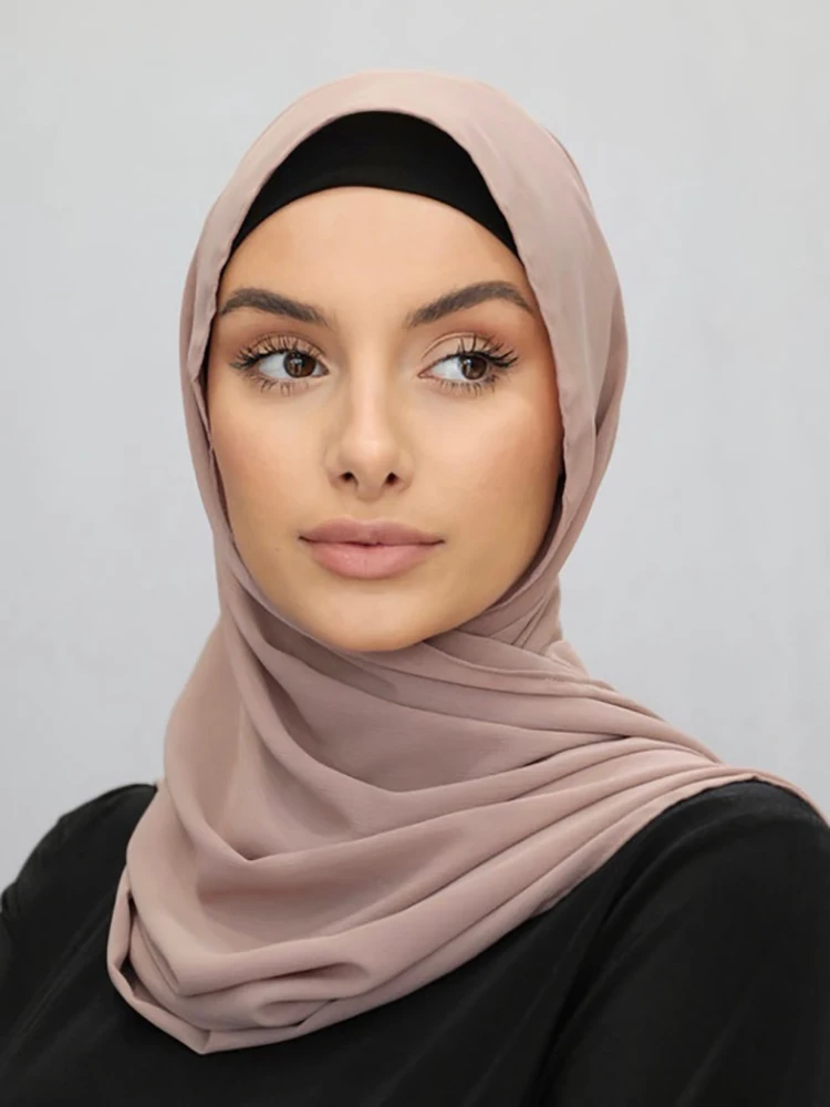 Islamic Abaya Chiffon Hijab Jersey solid Hijabs For Woman Abayas Head Scarf Muslim Dress Women Turbans Instant Arabic Turban