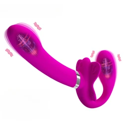 Strapless Strap-on Dildo Vibrators for Women Double-heads Vibrating Penis Lesbian Erotic Toys for Adult Sex Toys for Couples