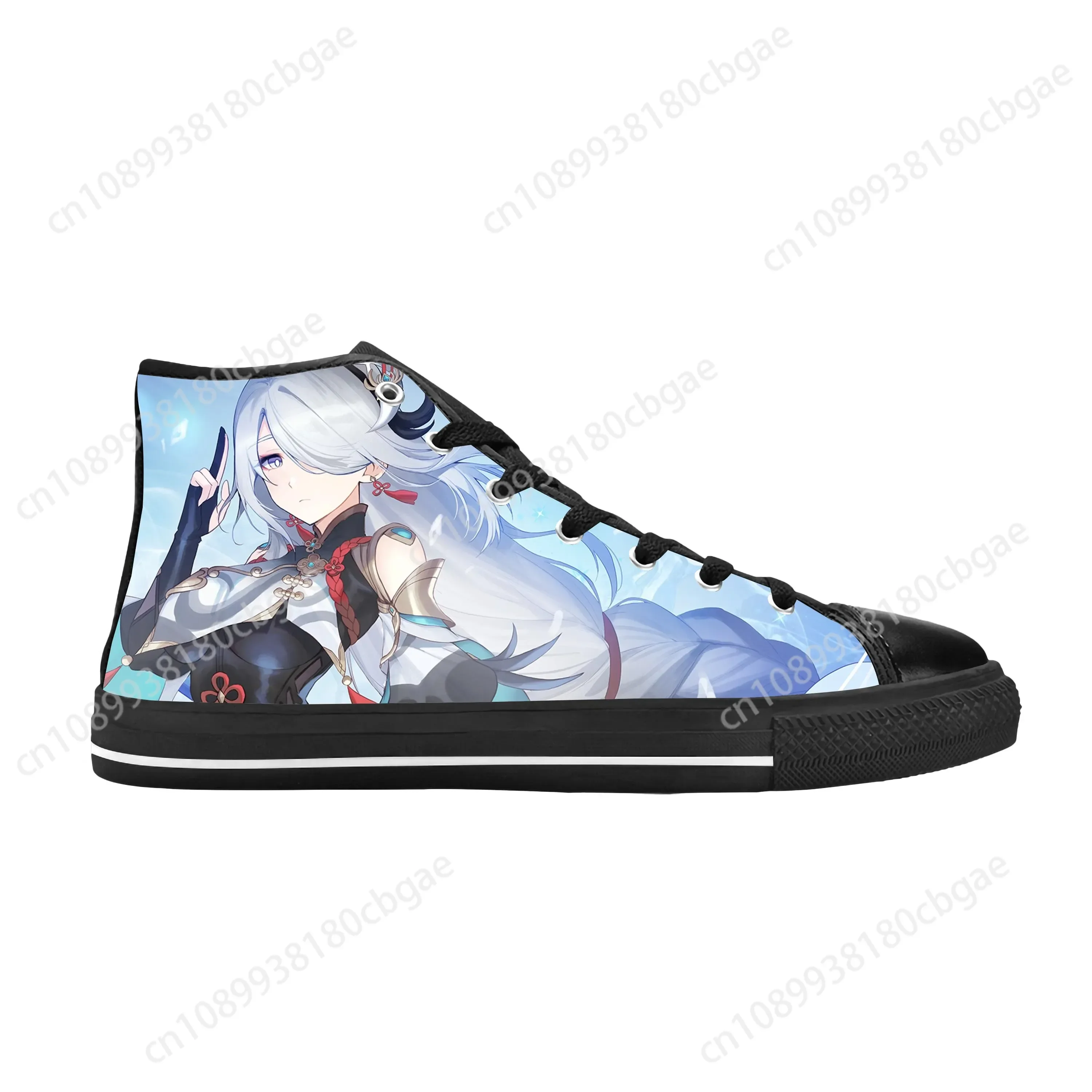 

Anime Manga Cartoon Game Genshin Impact Shenhe Casual Cloth Shoes High Top Comfortable Breathable 3D Print Men Women Sneakers