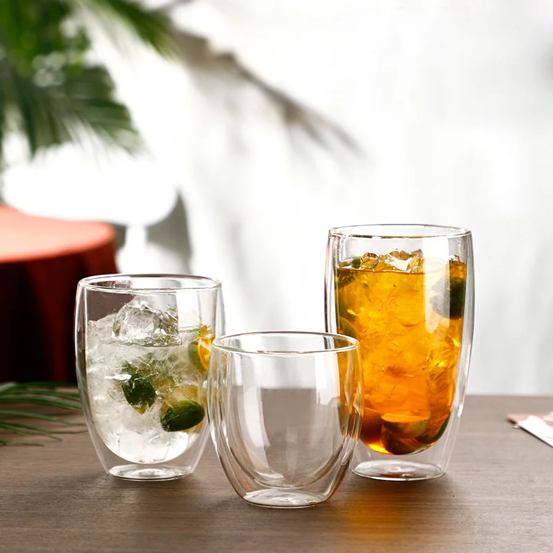 250/350/450ml Double Wall High Borosilicate Glass Mug With Lid Heat Resistant Tea Milk Lemon Juice Coffee Water Cup Drinkware