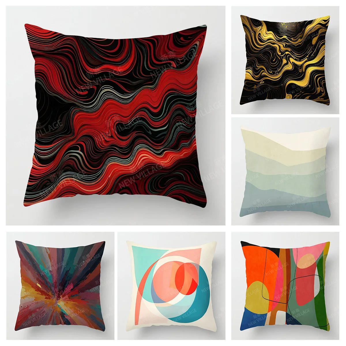 Abstract Art Plush Pillow Cover, New Trend in Home Aesthetics, Cozy Sofa Cushion Cover 45x45cm 40x40cm