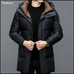 Chaquetas de plumón de pato blanco para hombre, abrigo grueso y cálido, acolchado a prueba de viento, moda para adolescentes, invierno, nuevo, 2023