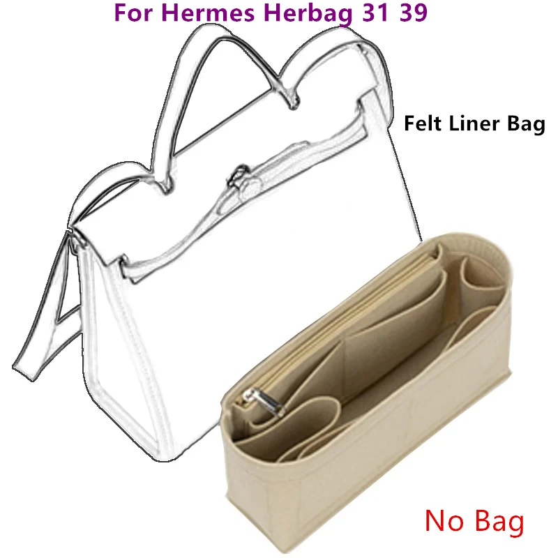 

Bag Organizer Felt Liner Pocket Accessory For Hermes Herbag 31 39 Handbag Durable Lining Storage Sorting Bag Support Inner Part