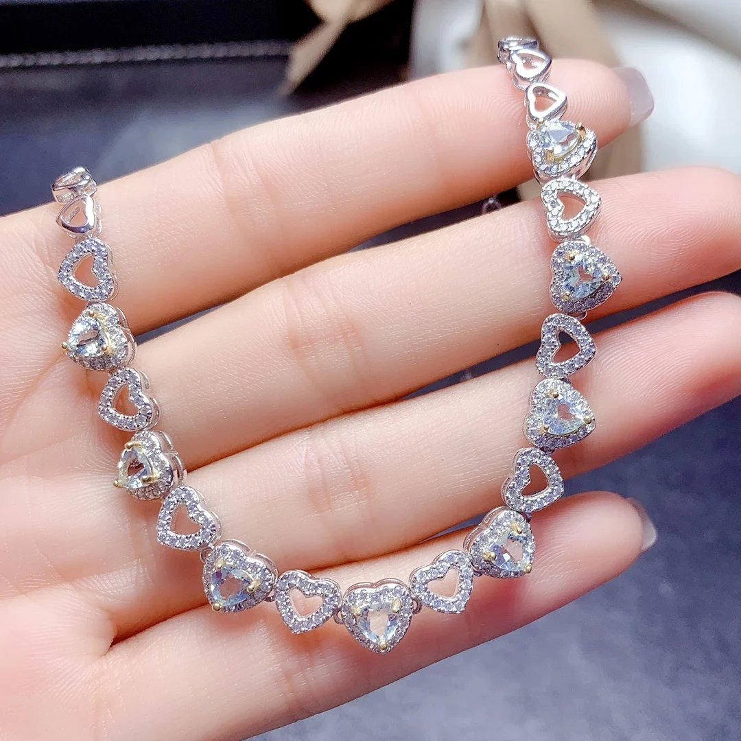 

New Women's bracelet Pure Natural Sapphire 925 sterling Silver Simple Generous luxury gem Christmas gift ladies free shipping