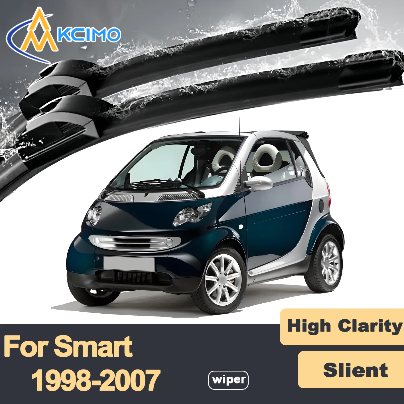 

Premium Rubber Durable Silent Windshield Wiper Blades 2pcs for Smart Fortwo 450 series C450 A450 R450 1998-2007 City-Coupe