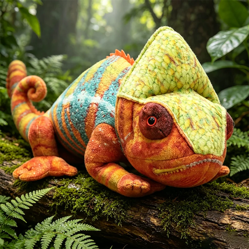 70CM Huge Size Simulated Chameleon Figurine Plush Toy Soft Animal Lizard Colorful Reptile Plushies Pillow Doll Kid Birthday Gift