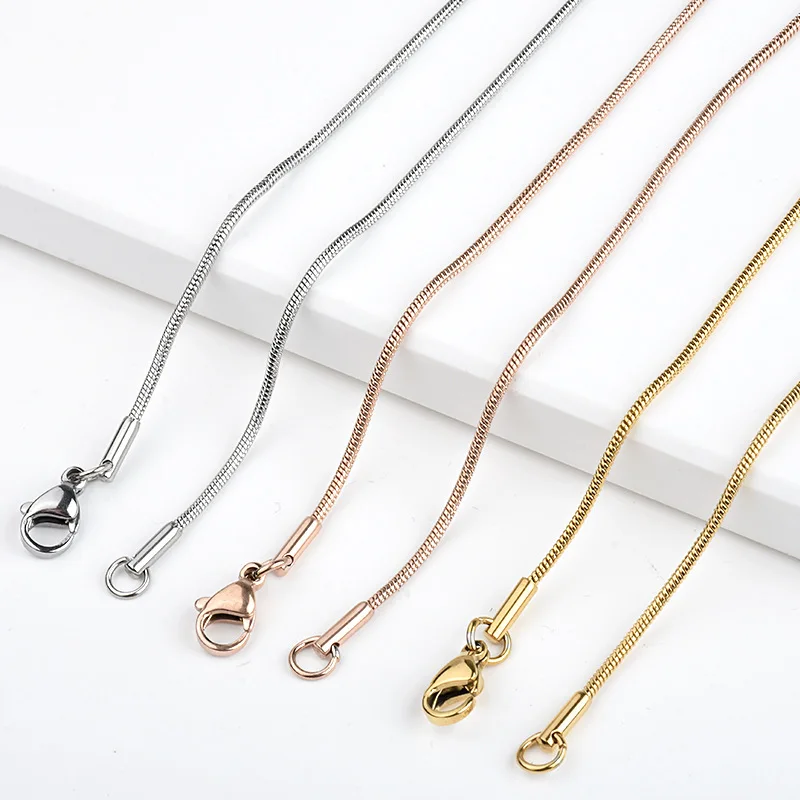 0.9mm Stainless Steel Chain Necklace Men Gold Color Necklaces for Womens Snake Link Chain Lobster Clasp Snap Layering Jewelry